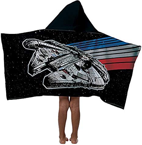 Jay Franco Disney Star Wars Millennium Falcon Kids Hooded Bath/Pool/Beach Towel, Black