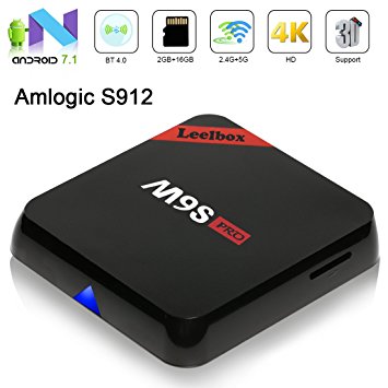 2018 Leelbox M9S Pro Android 7.1 TV Box S912 Octa-core CPU 64 Bits 2GB Ram 16GB ROM 2.4G 5G Dual-Band WiFi/BT 4.0/1000M Lan Supporting 4K (60Hz) Full HD/H.265