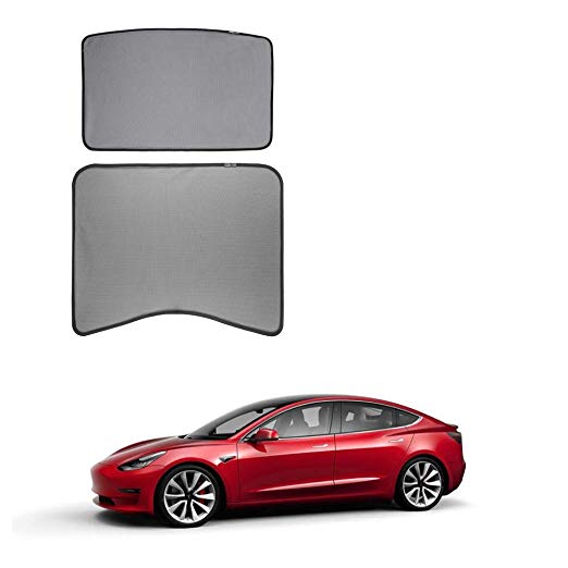 Tesla Model 3 Glass Roof Mesh Sunshade/Overhead Roof Sunshade Auto Sunshade, Custom-Fit Roof Window Sunshades Compatible Tesla Model for Tesla 3 (2 of Set) (2 of Set, Black)