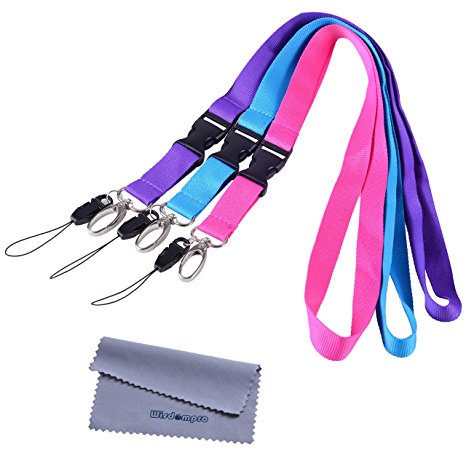 Office Lanyard, Wisdompro 3pcs 23" Premium Polyester Neck Strap Lanyard with Oval Clasp & Detachable Buckle for Phone, Camera, iPod, USB, Key, Keychain, Badge Holder-Purple/Hot Pink/LightBlue