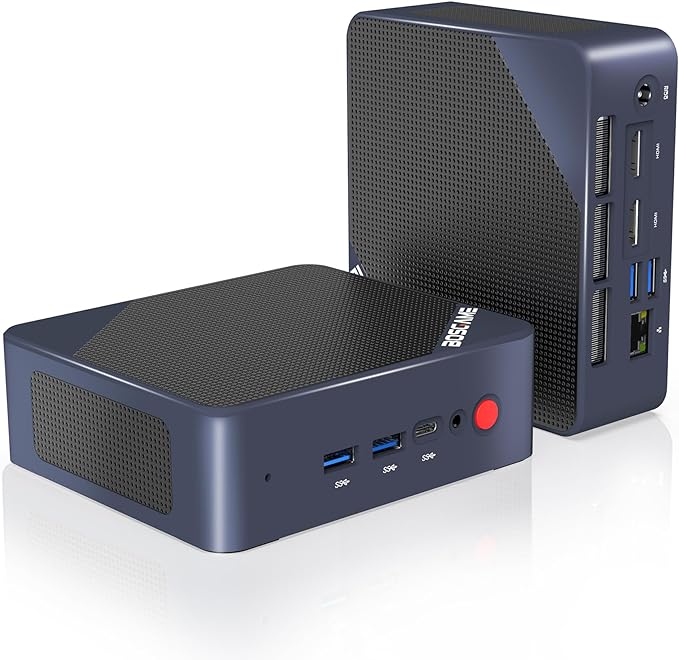 BOSGAME H77 Mini PC, AMD Ryzen 7 7735HS (8C/16T, Up to 4.75GHz), 32GB DDR5 512GB NVMe M.2 SSD Mini Computers, Mini Gaming PC W11 Pro Support 4K Triple Display/USB4/WiFi6/BT5.2