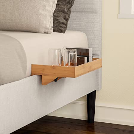 Lavish Home Bedside Shelf – Eco-Friendly Bamboo Modern Clamp-on Floating Nightstand and Bedroom Accessories Tray for Home, Dorm, RV or Apartment