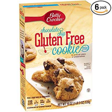 Betty Crocker Baking Mix, Gluten Free Cookie Mix, Chocolate Chip, 19 Oz Box (Pack of 6)