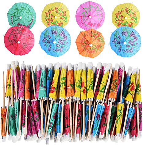 ALINK 144-Pack Cocktail Drink Umbrella Picks, Luau Parasols for Tropical Hawaiian Tiki Party Decorations