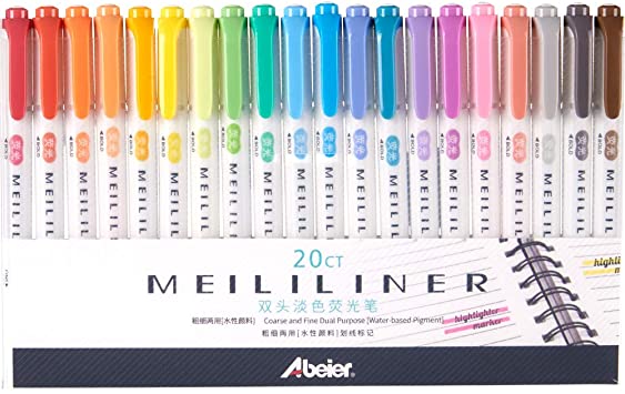 Zebra mildliner pen collection set, 20 light color set