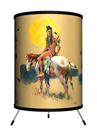 Lamp-In-A-Box TRI-SEP-NATIV Saturday Evening Post - Native Americans Tripod Lamp, 8" x 8" x 14"