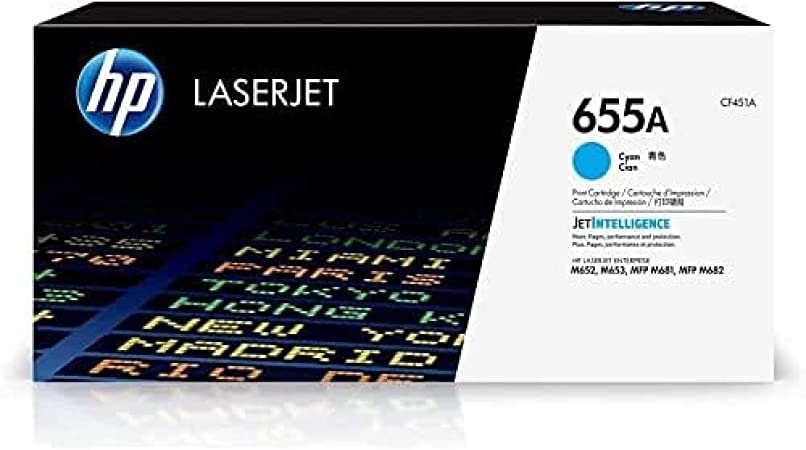 Original HP 655A Cyan Toner Cartridge | Works with HP Color LaserJet Enterprise M652, M653, HP Color LaserJet Enterprise MFP M681, M682 Series | CF451A