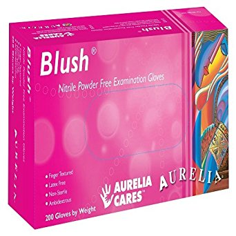 Aurelia SUPL78886 Blush, Nitrile Gloves, Size: Box of 200, 9.44" Height, 2.75" Wide, 4.72" Length, Nitrile, Small, Pink (Pack of 200)