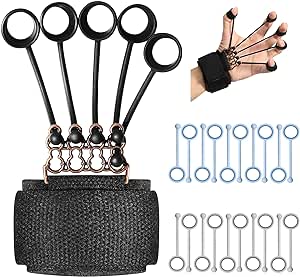 MoKo Grip Strength Trainer,[3 Pack] Finger Strengthener Hand Grip Strengthener (20-40-60 Pounds) Finger Extensor Strengtherer Finger Resistance Band for Wrist Physcial Rehabilitation,Black Grey Blue