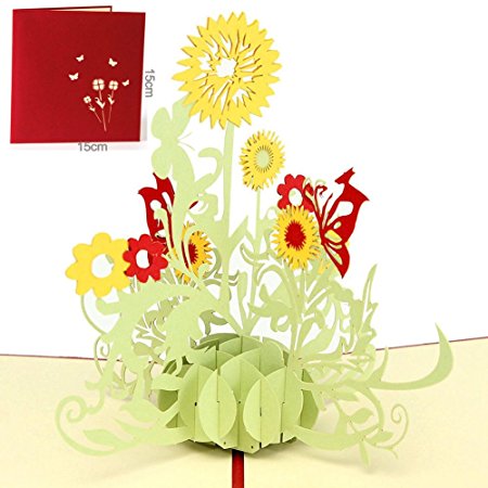 Paper Spiritz Sunflower Pop up Cards Birthday - Laser Cut Pop up 3D Valentine Thank You Anniversary Cards - 3D Wedding Congratulations Love Cards all Occasion