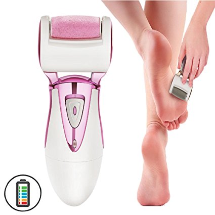 Dupad Story Electric Callus Remover Powerful Rechargeable Pedicure Foot Care File Tools - Wet & Dry,Waterproof Best Pedi Dead Skin Shaver With 1 Extra & Regular Coarse Rollers (Rose Gold)