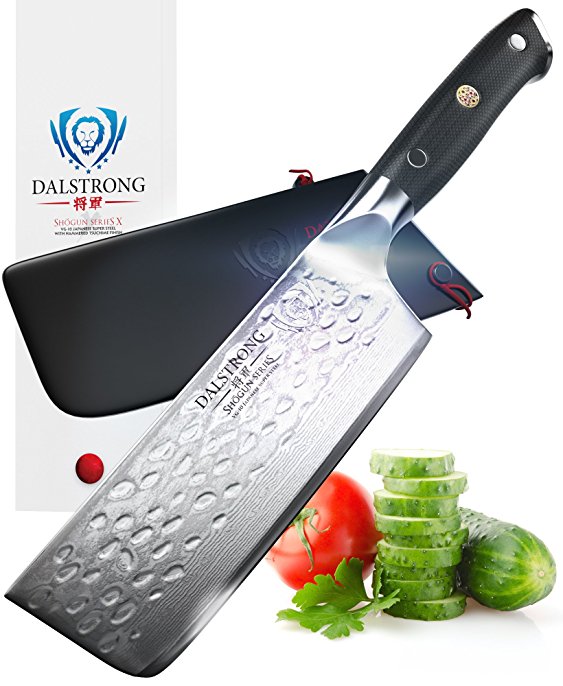 DALSTRONG Nakiri Vegetable Knife - Shogun Series X - AUS-10V- Vacuum Treated - Hammered Finish - 6" (152mm)