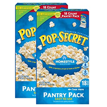 Pop Secret Popcorn, Homestyle, 3.2 Ounce Microwave Bags