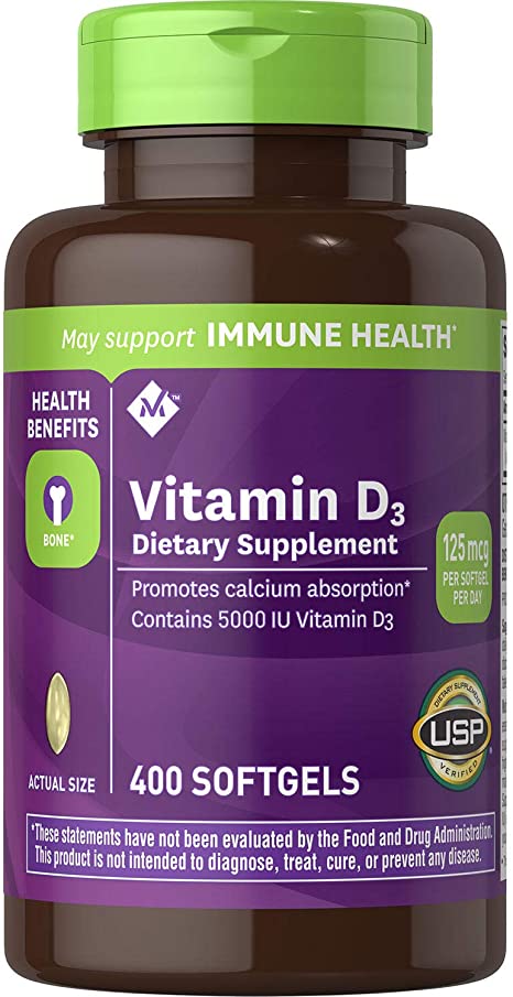 Member's Mark Vitamin D-3 5000 IU Dietary Supplement (400 ct.) (Pack of 2)