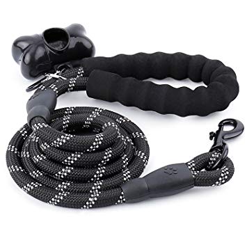 Trary 5 FT Dog Leash with Comfortable Padded Handle, Reflective Leash for Night Safety, Thick Durable Nylon Rope for Small Medium Large Dogs