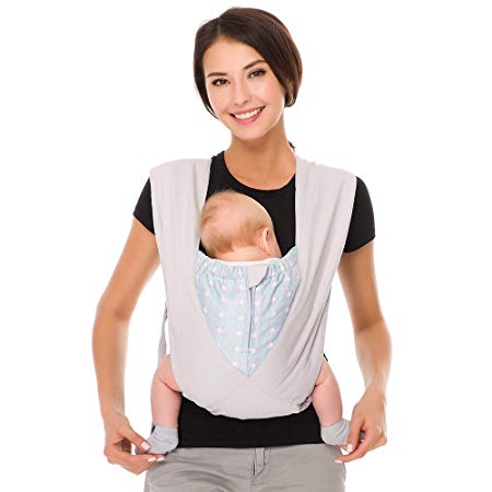 Baby Carrier by Cuby, Natural Cotton Baby Sling Baby Holder Extra Comfortable for Easy Wearing Carrying of Newborn, Infant Toddler and Ideal for Baby Registry, Nursing,Breathable（Gray）