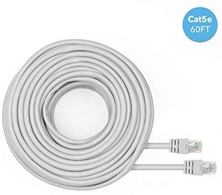 Amcrest Cat5e Cable 60ft Ethernet Cable Internet High Speed Network Cable for POE Security Cameras, Smart TV, PS4, Xbox One, Router, Laptop, Computer, Home (CAT5ECABLE60)