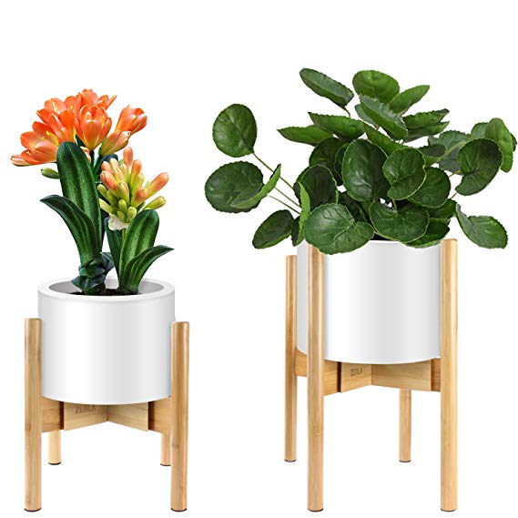 ZERLA Plant Stand - Adjustable Modern Indoor Plant Holder - Planter Fits Medium & Large Pots Sizes - Adjustable Width: 7"-11" x 11" Tall and 8"-12" x 16" Tall (Planter Not Included)