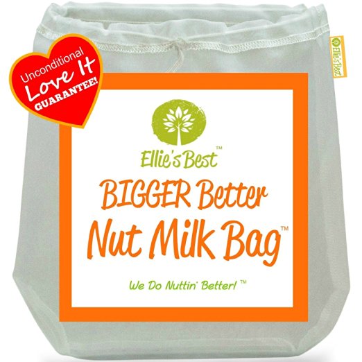 Pro Quality Nut Milk Bag - Big 12"X12" Commercial Grade - Reusable Almond Milk Bag & All Purpose Strainer - Fine Mesh Nylon Cheesecloth & Cold Brew Coffee Filter - Free Recipes & Videos (5 Pak)
