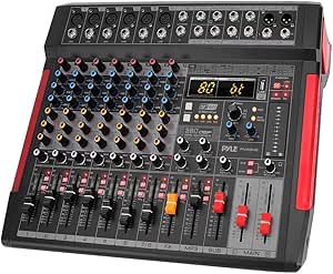 Pyle Professional DJ Audio Mixer Controller - 8-Channel DJ Controller Sound Mixer w/ DSP 380 Preset Effects, Recording, USB, 6 XLR Mic/Line Input, AUX, FX Processor MP3 Player, Headphone Jack PMX648