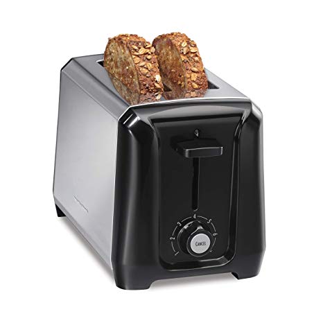 Hamilton Beach 22671 2 Slice Toaster, with with Toast Boost, Auto Shutoff, Cancel Button & Shade Selector, Black/Stainless Steel