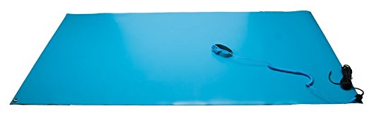 Bertech ESD High Temperature Rubber Mat Kit with a Wrist Strap and Grounding Cord, 3' Wide x 5' Long x 0.08" Thick, Blue