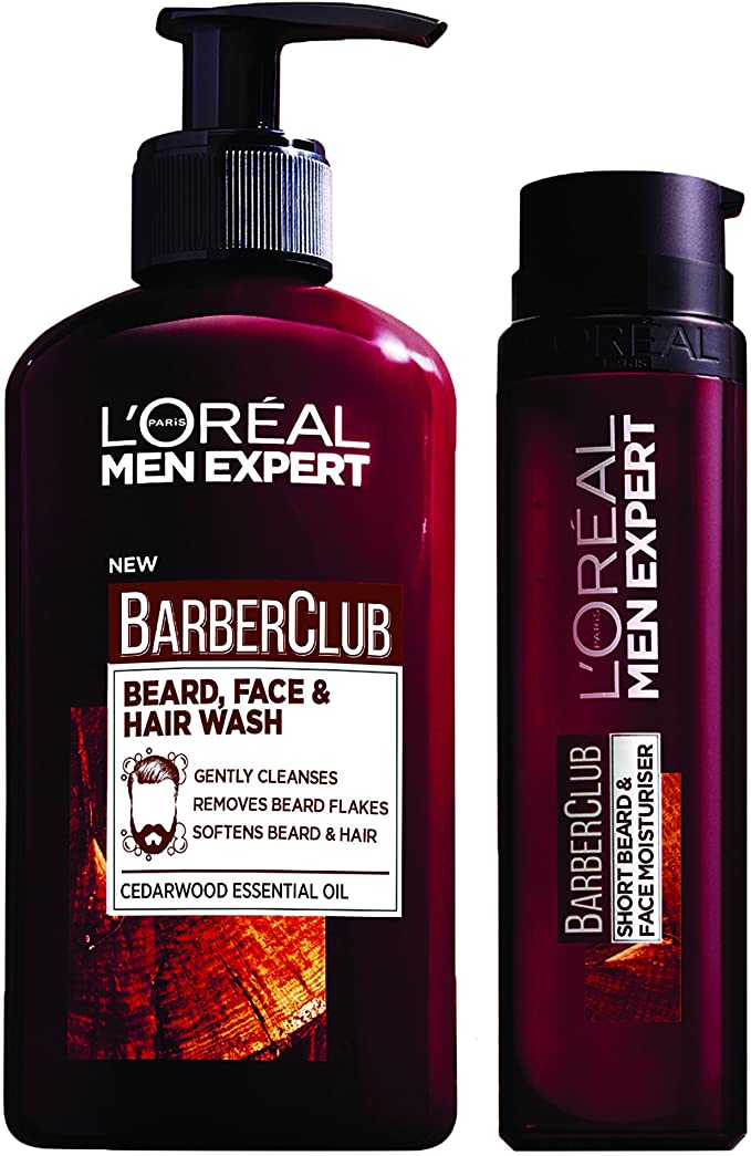 L’Oreal Men Expert Beard Care Kit for Men - Barber Club Beard, Face & Hair Wash Plus Men Expert Barber Club Beard and Face Moisturiser