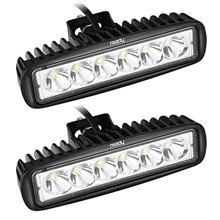 Miady 6 Inch LED Light Bar 18W Spot Work Light Off Road lights for SUV, ATV, Jeep, 4x4, Pickup Truck, Boat (Pack of 2)