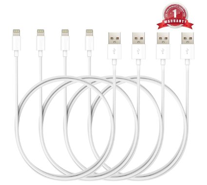 ESK (TM) 4 Pack 3Feet Lightning USB Fast Charging and Sync Cable for iPhone, iPad and iPod-Compatible with IOS 9
