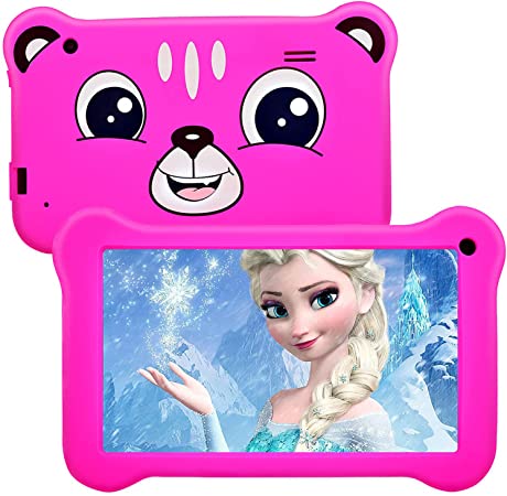 LONGOU Kids Tablet, 7 inch Android 9.0 Kids Edition Tablet with WiFi, GMS Certified, 2GB 16GB Tablet for Kids, Children Tablet with Parental Control, 40 APP, (Pink), ct-0008
