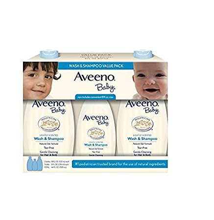 Aveeno Baby Wash & Shampoo For Hair & Body, Tear-Free (3-Count Value Pack)