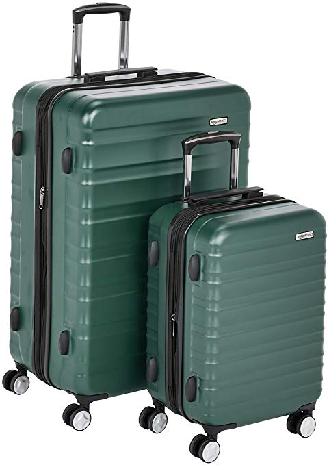 AmazonBasics Premium Hardside Spinner Luggage with Built-In TSA Lock - 2-Piece Set (55 cm, 78 cm), Green