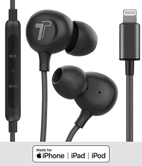 Thore iPhone Earbuds (Apple MFi Certified) Lightning in Ear Earphones (V60) Wired Headphones with Microphone/Remote for iPhone 11/Pro Max/XR/Xs Max/7/8 Plus/SE 2020 (Black)