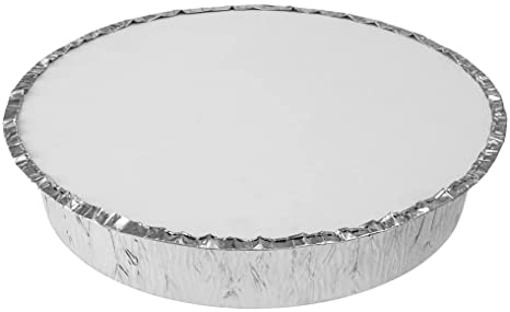 LIDS ONLY: Foil Lux Paper Lids For 9 Inch Aluminum Pans, 100 Round Foil Board Lids - Pans Sold Separately, Flat Design, Foil-Laminated White Paper Lids - Restaurantware