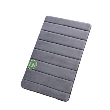 Findnew 16"*24" Microfiber Memory Foam Bath Mat with Anti-skid Bottom Non-slip Quickly Drying (Storm Grey)