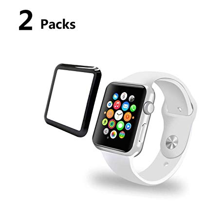 YJ Screen Protector 42mm 2 Pack Compatible Apple iWatch Anti-Scratch Bubble-Free HD-Clear Easy Installation Tempered Glass Film Accessories for Series 1/Series 2/Series 3