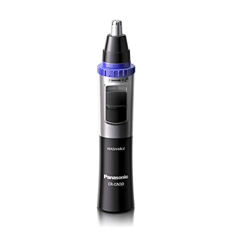 Panasonic Nose Hair Trimmer and Ear Hair Trimmer ER-GN30-K, Men's Wet/Dry Trimmer with Vortex Cleaning System, Battery-Operated