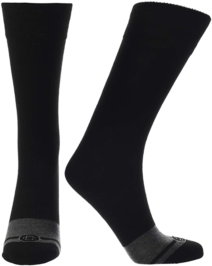 Doctor's Choice Men's Relaxed Top Casual Crew Socks, Easy Stretch Top w/Soft & Smooth Flat Knit Design, Black/Charcoal, Mens X-Large: Shoe Size 12-15