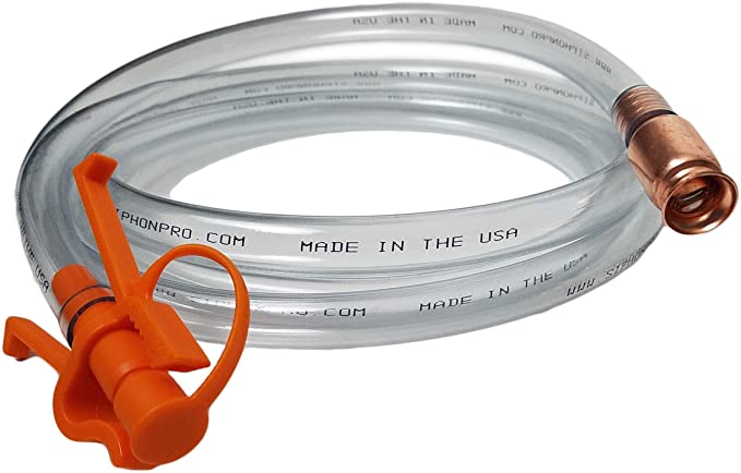 GasTapper Siphon Pro 8' Jiggler Hose Unique Patented Hose Clamp Allows One Hand Operation With no Concern That the Hose End Will Flop Out- No Mess