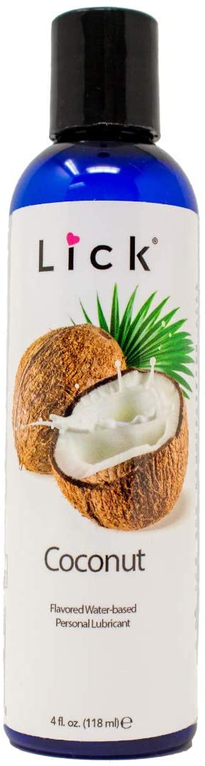 Lick Coconut Flavored Lick Water-Based for Sex, 4 oz - Edible Lubricant for Sex with All Natural Organic Ingredients - Safe Use with Condoms and Toys