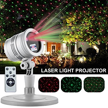 Gemtune Christmas Star Shower Laser Light Show Projector, Outdoor and Indoor Xmas Lights Decoration for Holiday Garden House and Landscape, Remote Control with Timer, Red and Green Star Dot Patterns