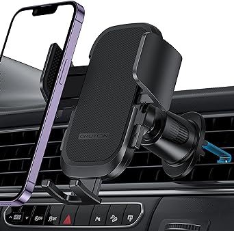 OMOTON Car Phone Holder for Cars, Mobile Phone Holder for Car, Phone Mount iPhone Car Holder, In Car Vent Phone Holder, Air Vent Mount Cradle for iPhone 14 13 12 Pro Max, Samsung Phones, Black