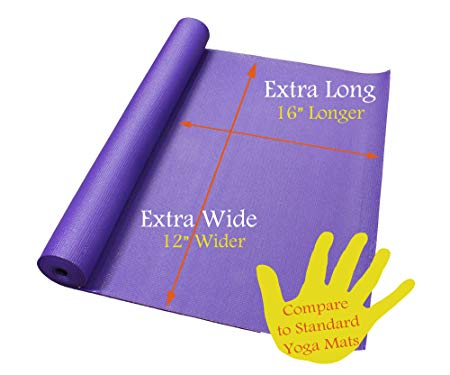 84" X 36" Extra Wide, Extra Long Purple Yoga Pilates Mat