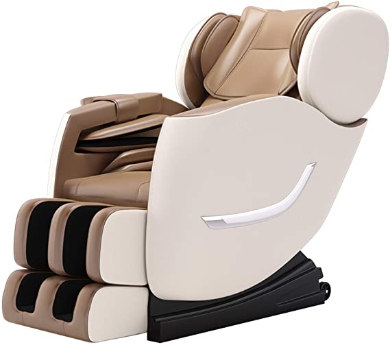 Massage Chair Zero Gravity Full Body Shiatsu Recliner with Heating Back and Foot Rollers Massage(Khaki)
