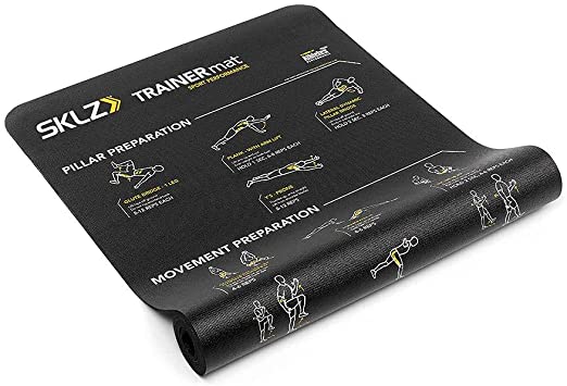 SKLZ Sport Performance Exercise Mat with Self-Guided Exercise Illustrations Black, 6 x 2-Feet x 1/4-Inch