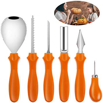 Lictin Pumpkin Carving Tool Kit-6pcs Halloween Pumpkin Carving Kit Stainless Steel Tool Set Halloween Accessories Halloween Carving Tools for Easily Carve Sculpt Halloween Pumpkin