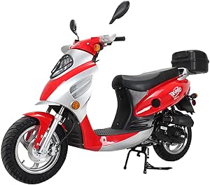 X-PRO Oahu 50 Moped with 12" Aluminum Wheels, Rear Trunk! Electric/Kick Start! Large Headlight! (Red)