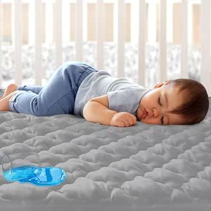 Mini Crib Mattress Protector Sheets Fitted Waterproof Mini Crib Mattress Pad Cover, Noiseless & Machine Wash 100% Absorbent Mini Crib Mattress Protector Sheet Quilted, Gray, 38" x 24"