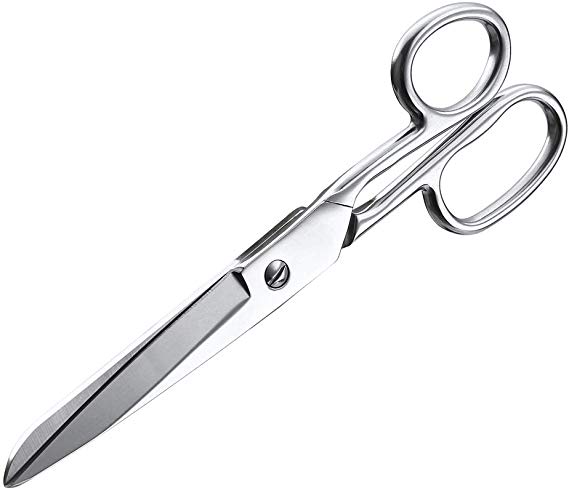 Twinwolf Heavy Duty All Metal Stainless Steel Shears Craft Scissors Tailor Scissors for Cloth Paper,7 Inch Silver