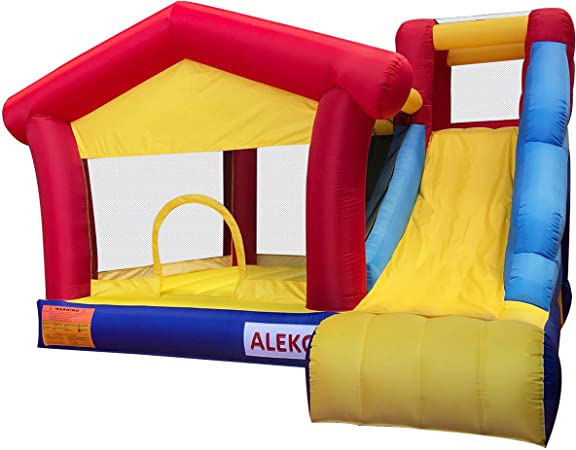 ALEKO BHPGROUND Inflatable Commercial Dual Slide Bouncy Bounce House Jump and Slide Bouncer with UL Approved Blower 13 x 12 x 9 Feet